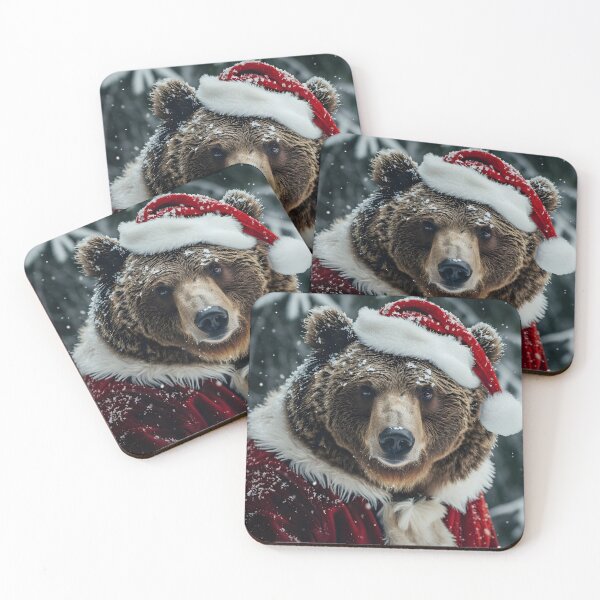 Item preview, grizzly bear dressed in a santa claus outfit designed and sold by dcrc.