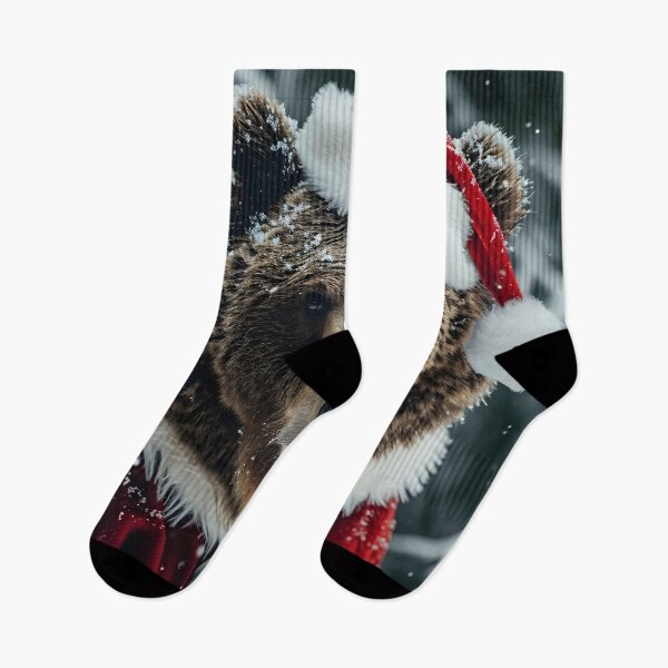 Item preview, grizzly bear dressed in a santa claus outfit designed and sold by dcrc.