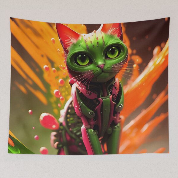 Aperçu de l'œuvre Cyborg Kitty Paint Splash créée et vendue par TheArtOfPat.