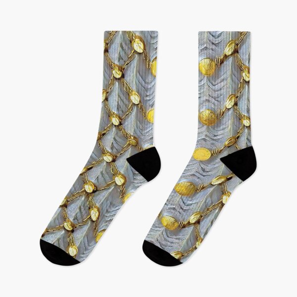 Item preview, Gold Beads on Gray Draped Fabric designed and sold by RoomShiners.