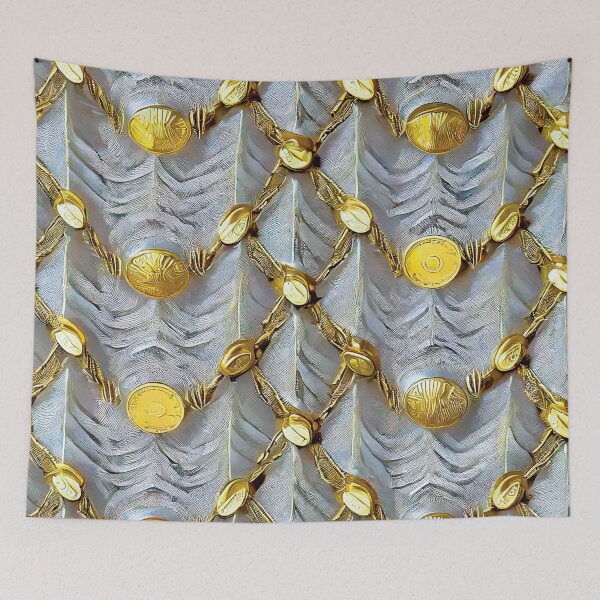 Item preview, Gold Beads on Gray Draped Fabric designed and sold by RoomShiners.