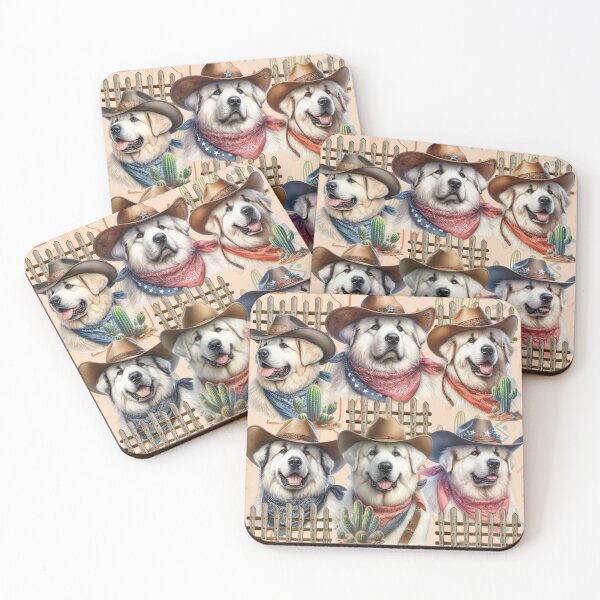 Item preview, Great Pyrenees Herding Dogs in Cowboy Hats Western designed and sold by Animals-on-me.
