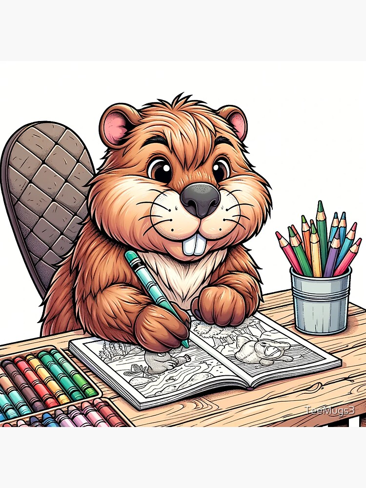 Thumbnail 3 of 3, Sticker, Creative Beaver at Work designed and sold by TeeMugs3.