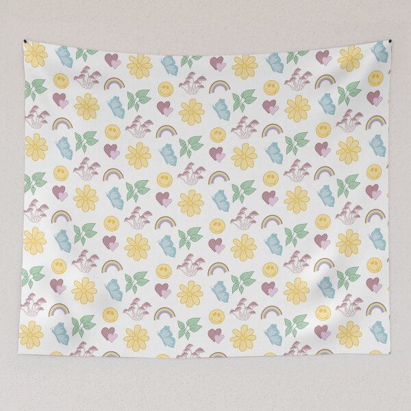 Item preview, pastel sheet, colored lineart, mushrooms, plants, rainbow, butterfly designed and sold by freja4876.