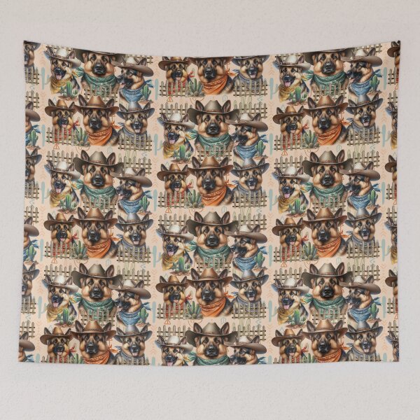 Item preview, German Shepherd Herding Dogs in Cowboy Hats Western designed and sold by Animals-on-me.