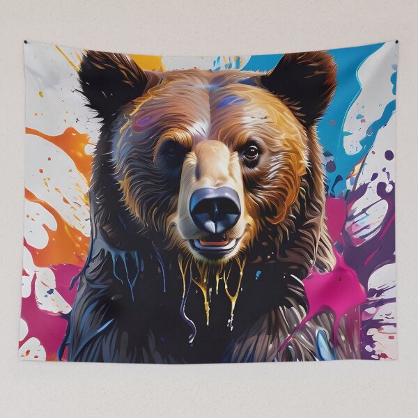 Aperçu de l'œuvre Cute Grizzly Bear Paint Splash créée et vendue par TheArtOfPat.