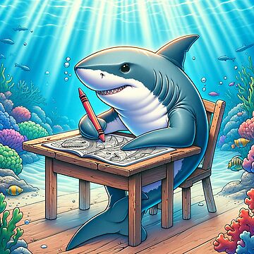 Artwork thumbnail, Underwater Artist: The Coloring Shark by Mugs and Shirts