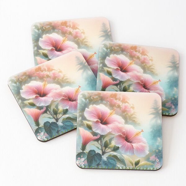 Item preview, Hibiscus Flowers Tropical Watercolor Art Print designed and sold by hrbcreatives.