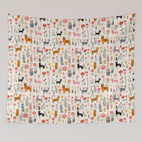 Item preview, Cat in Flowers Field designed and sold by Mikikul.