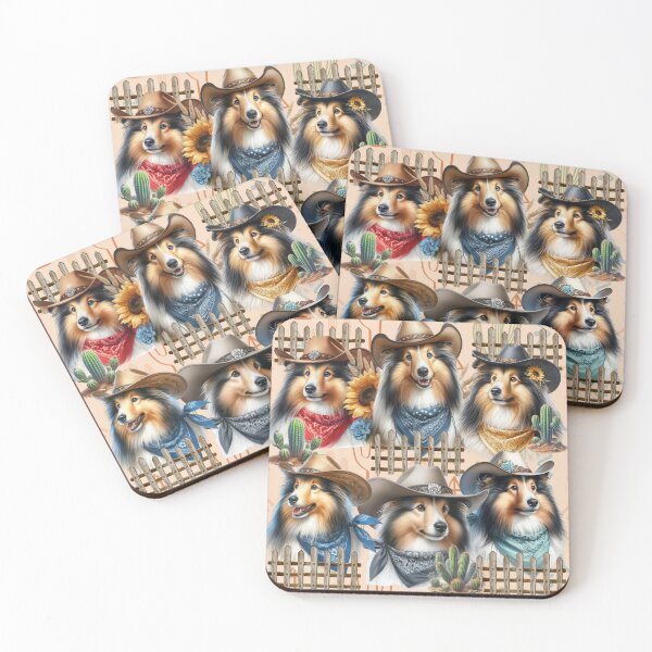Item preview, Shetland Sheepdog Herding Dogs in Cowboy Hats Western designed and sold by Animals-on-me.
