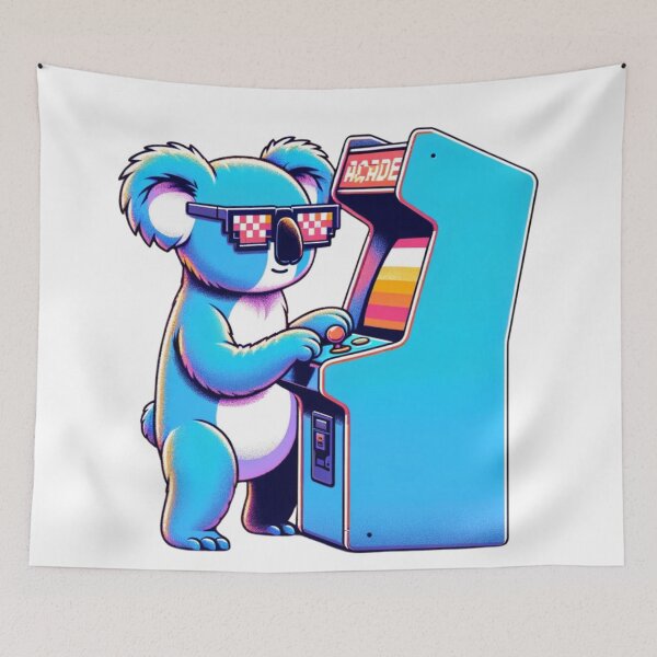 Item preview, Cartoon Koala Wearing Pixel Shades Playing an Arcade Machine designed and sold by Zestpond.