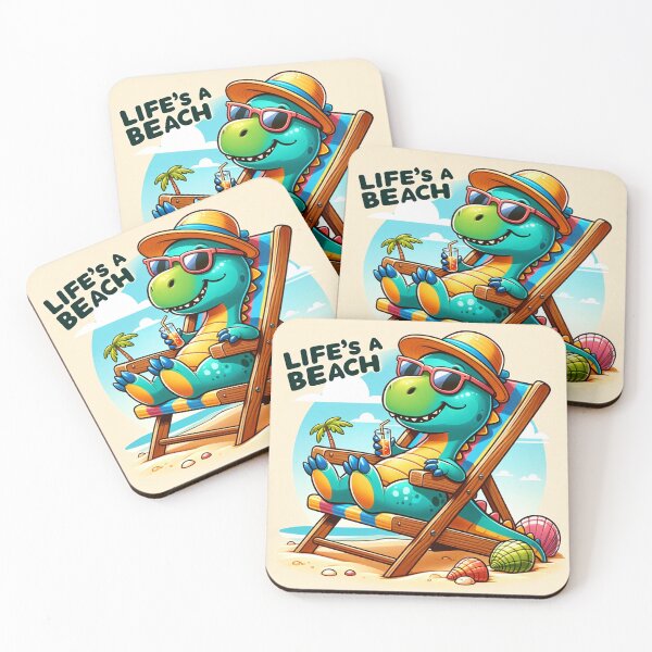 Item preview, Cartoon Dinosaur Lounging on the Beach "Life's a Beach" designed and sold by Zestpond.