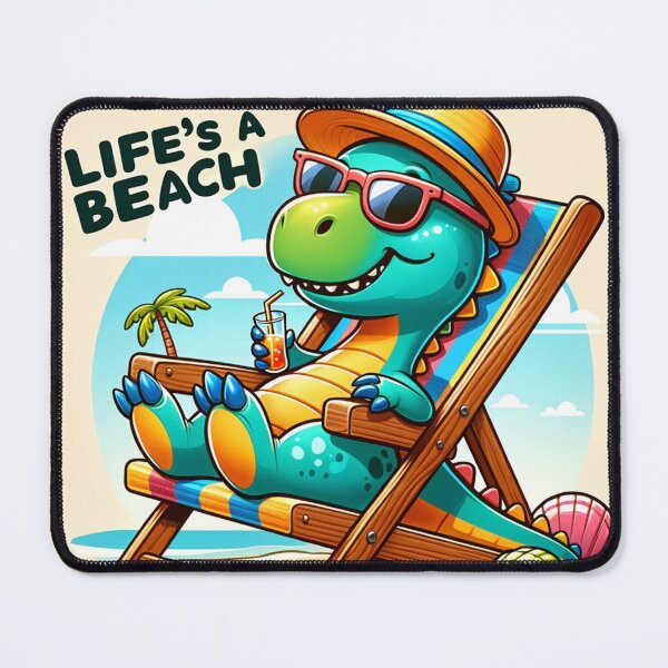 Item preview, Cartoon Dinosaur Lounging on the Beach "Life's a Beach" designed and sold by Zestpond.