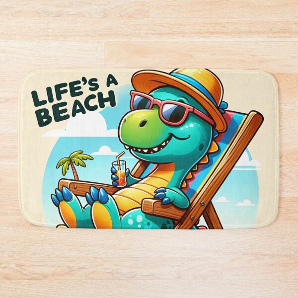 Item preview, Cartoon Dinosaur Lounging on the Beach "Life's a Beach" designed and sold by Zestpond.