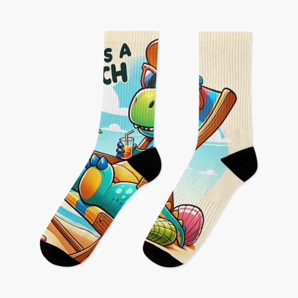 Item preview, Cartoon Dinosaur Lounging on the Beach "Life's a Beach" designed and sold by Zestpond.