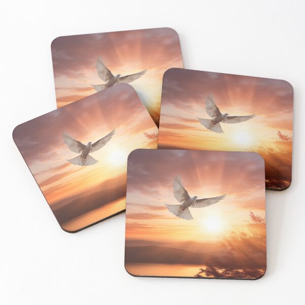 Item preview, White Dove Turning to Fly Towards the Sunrise as a Symbol of Renewal, New Starts, and Hope designed and sold by Artmugic.