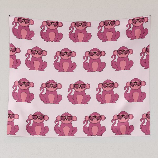 Item preview, Pink monkey pattern designed and sold by We Grow.