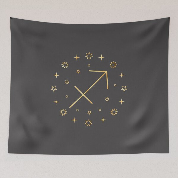 Item preview,  Minimilistic Daily Horoscopes  golden Sagittaurius zodiac- Horescope/SunSign Theme  on  grey back ground designed and sold by CosmicNook1.