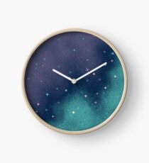 Flieder und Aqua Pixel Galaxy Uhr