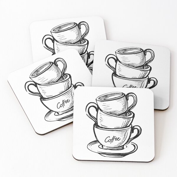 Item preview, DRAWN BLACK AND WHITE COFFEE CUPS designed and sold by infinitearte.