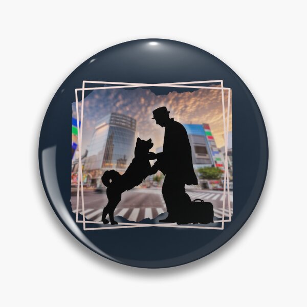 Item preview, Hachiko shirt, Shibuya, Hachiko with his owner with Shibuya background designed and sold by artizticsaga.