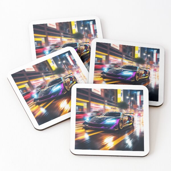 Item preview, Sports car racing through city at night designed and sold by ailia-hikaru.