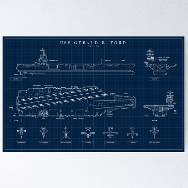 Item preview, USS Gerald R. Ford (Navy Blueprint) designed and sold by BGALAXY.