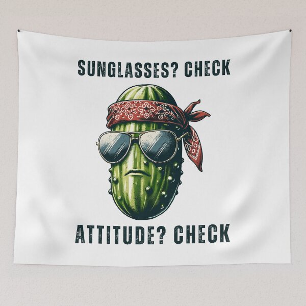 Item preview, Pickle With Sunglasses And Bandana Check Retro designed and sold by CosyTeal.