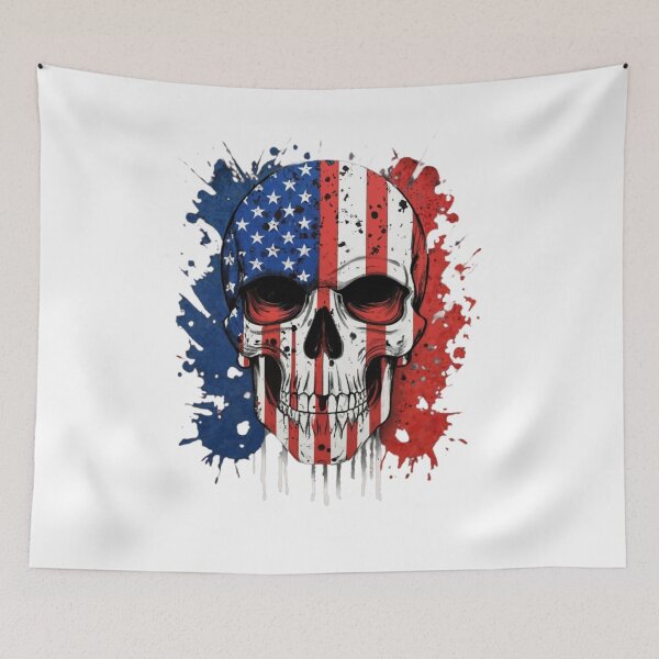 Item preview, American flag skull designed and sold by Creativedsigna.