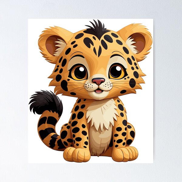 Cheerful Cheetah Cub Cartoon Illustration