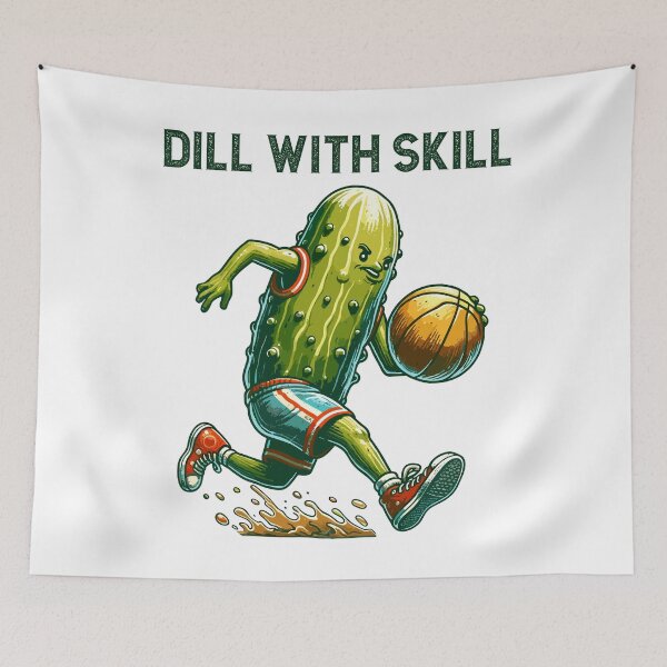 Item preview, Pickle Playing Basketball Dill With Skill designed and sold by CosyTeal.