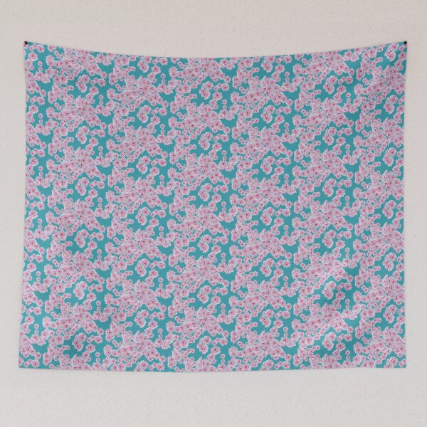 Item preview, sweet peony flower in blue background designed and sold by Carachuenni.