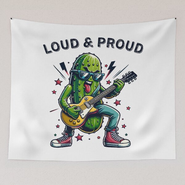 Item preview, Pickle Rock Star With Guitar Loud And Proud Rock Styled designed and sold by CosyTeal.