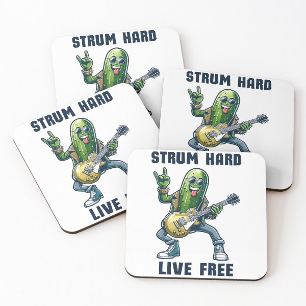 Item preview, Pickle Rock Star With Guitar Strum Hard Live Free Rock Styled designed and sold by CosyTeal.