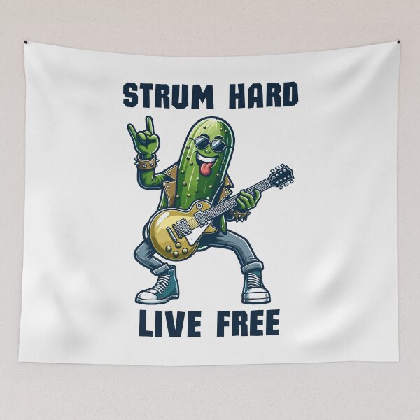 Item preview, Pickle Rock Star With Guitar Strum Hard Live Free Rock Styled designed and sold by CosyTeal.