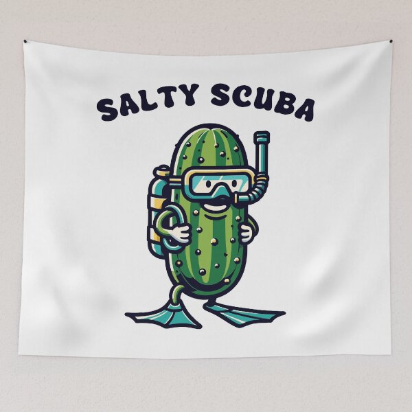 Item preview, Pickle Salty Scuba Diver Retro designed and sold by CosyTeal.