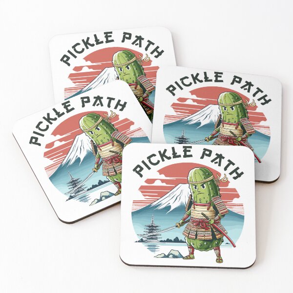Item preview, Pickle Samurai And Mount Fuji Pickle Path Japanese Retro designed and sold by CosyTeal.