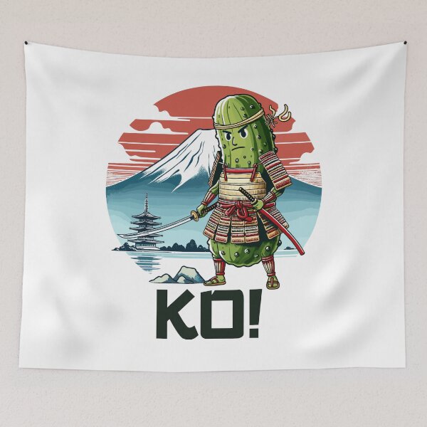 Item preview, Pickle Samurai And Mount Ko Japanese Retro designed and sold by CosyTeal.