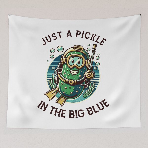 Item preview, Pickle Scuba Diver In The Big Blue Retro designed and sold by CosyTeal.