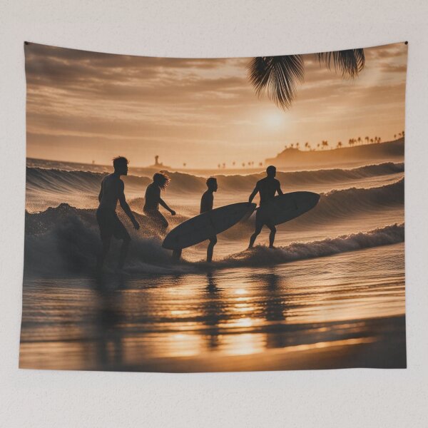 Item preview, Tropical Twilight Surfers: Chasing Waves at Sunset designed and sold by RealisticAi.