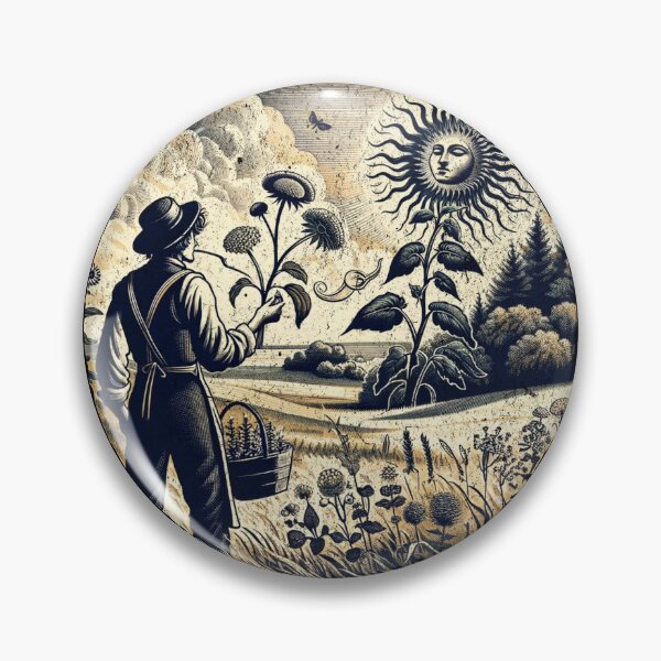 Item preview, Harvest under the Celestial Sun: Vintage Farming Scene designed and sold by ChromaticBlend.