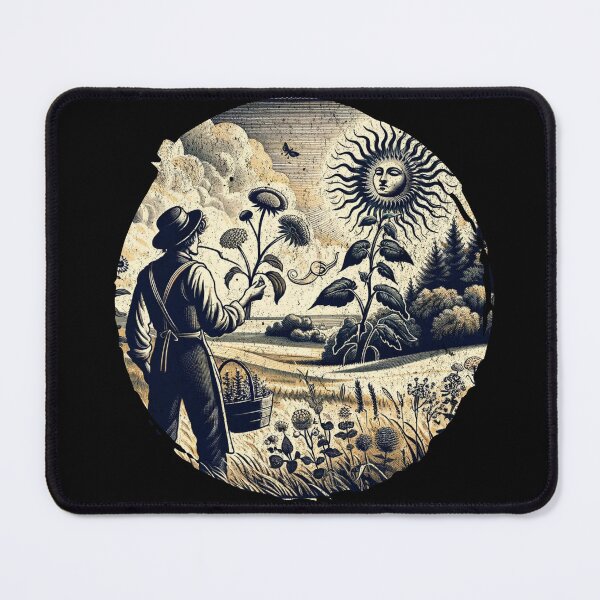Item preview, Harvest under the Celestial Sun: Vintage Farming Scene designed and sold by ChromaticBlend.