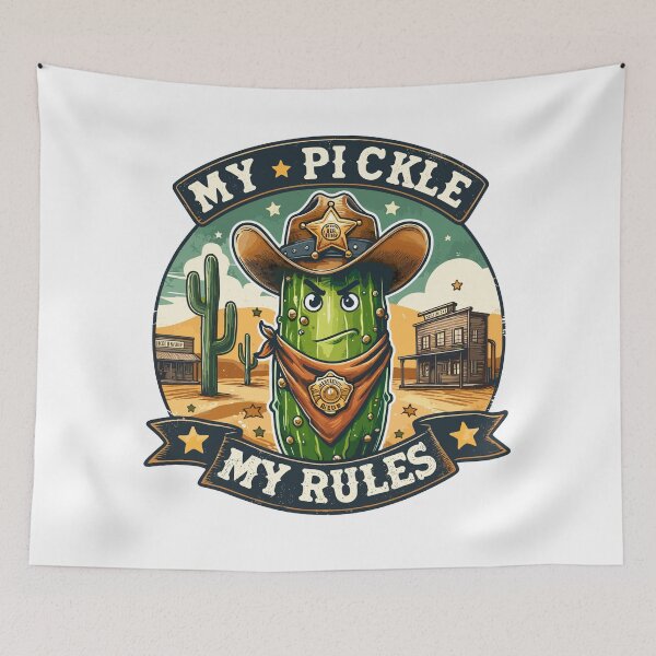 Item preview, Pickle Sheriff My Pickle My Rules Western Retro designed and sold by CosyTeal.