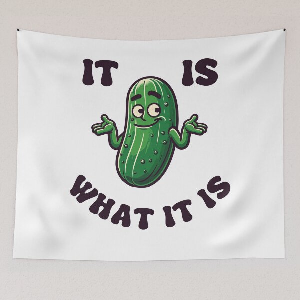 Item preview, Pickle Shrugging It Is What It Is Retro designed and sold by CosyTeal.