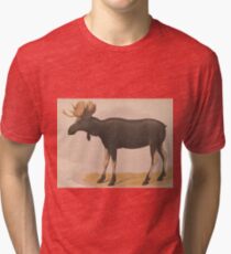 Vintage Illustration of a Moose (1874) Tri-blend T-Shirt