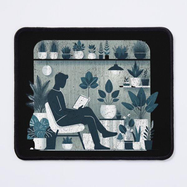 Item preview, Tranquil Reading Nook: A Monochromatic Indoor Plant Sanctuary designed and sold by ChromaticBlend.