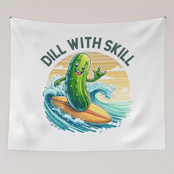Item preview, Pickle Surfing Dill With Skill Retro designed and sold by CosyTeal.