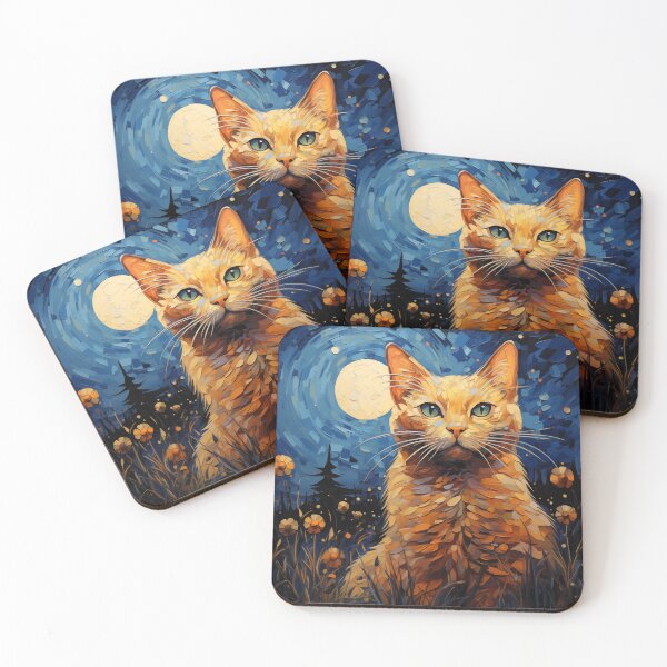 Item preview, Lunar Feline Elegance: Yellow Cat in Moonlight designed and sold by unimuse.