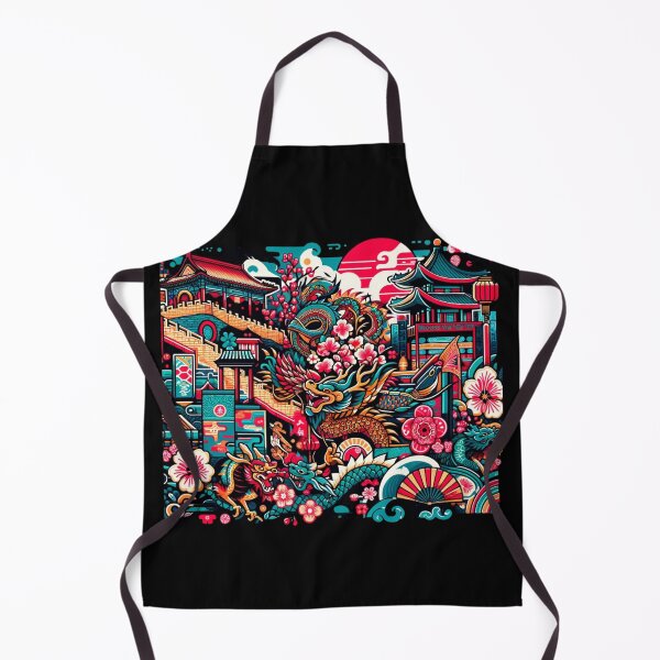 Item preview, Mythic Elegance: Dragon and Floral Splendor in a Traditional Asian Setting designed and sold by ChromaticBlend.
