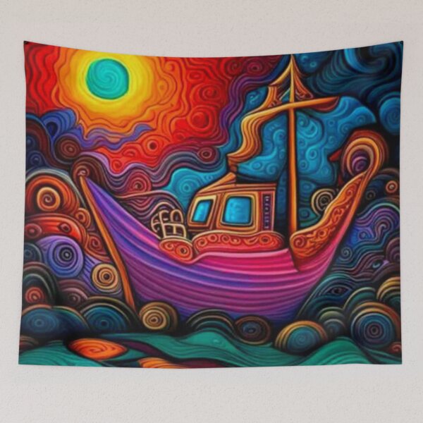 Item preview, Boat in storm waves designed and sold by George Hutton Hunter.
